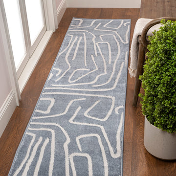 Alcina Modern Scandinavian Graphic Lines High-Low Area Rug